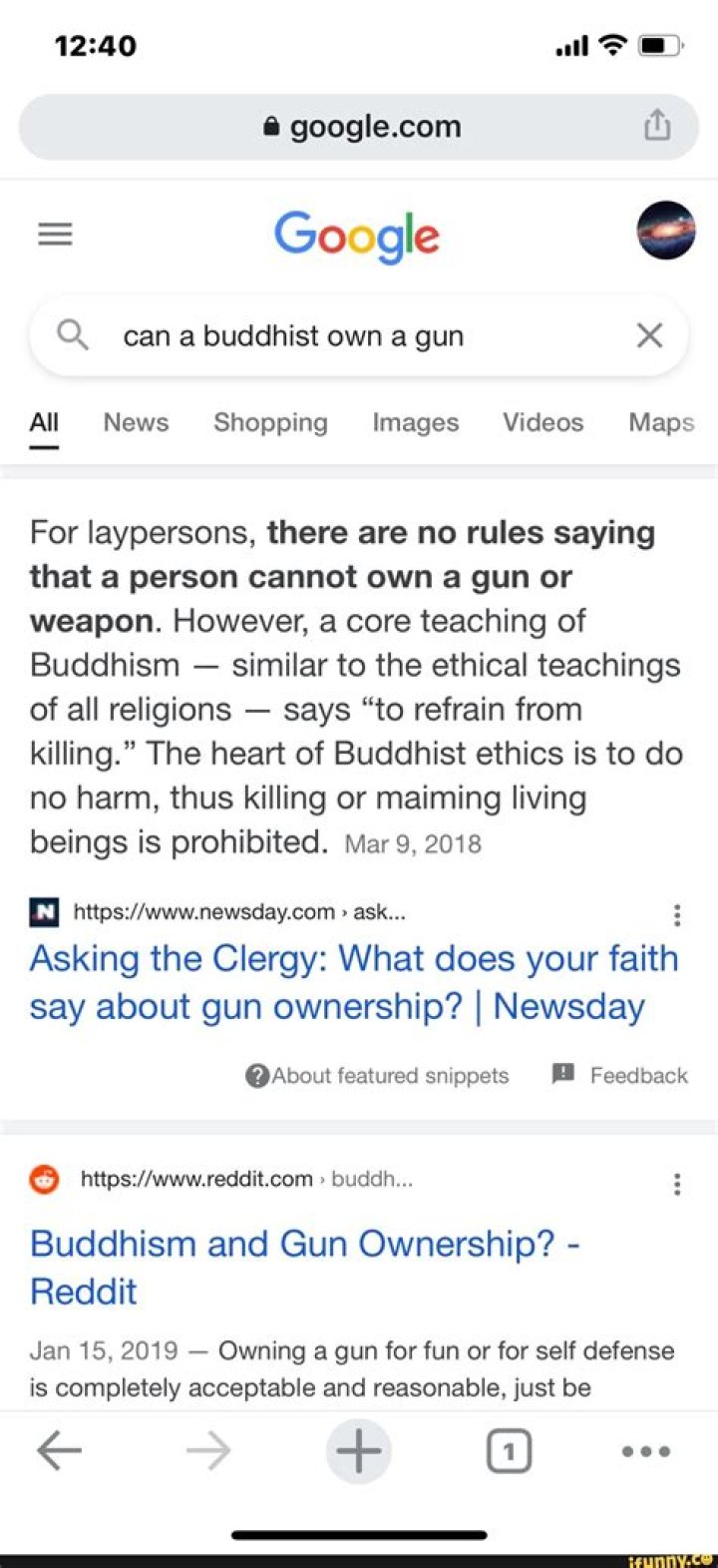 Can a Buddhist own a gun?