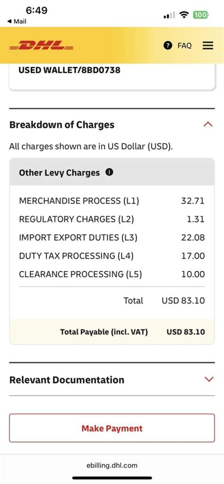 Does DHL charge VAT?