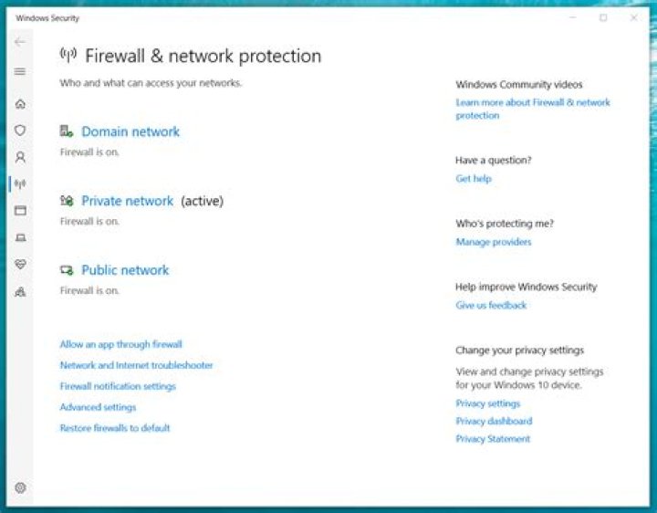 How do I change firewall settings in Windows 10?