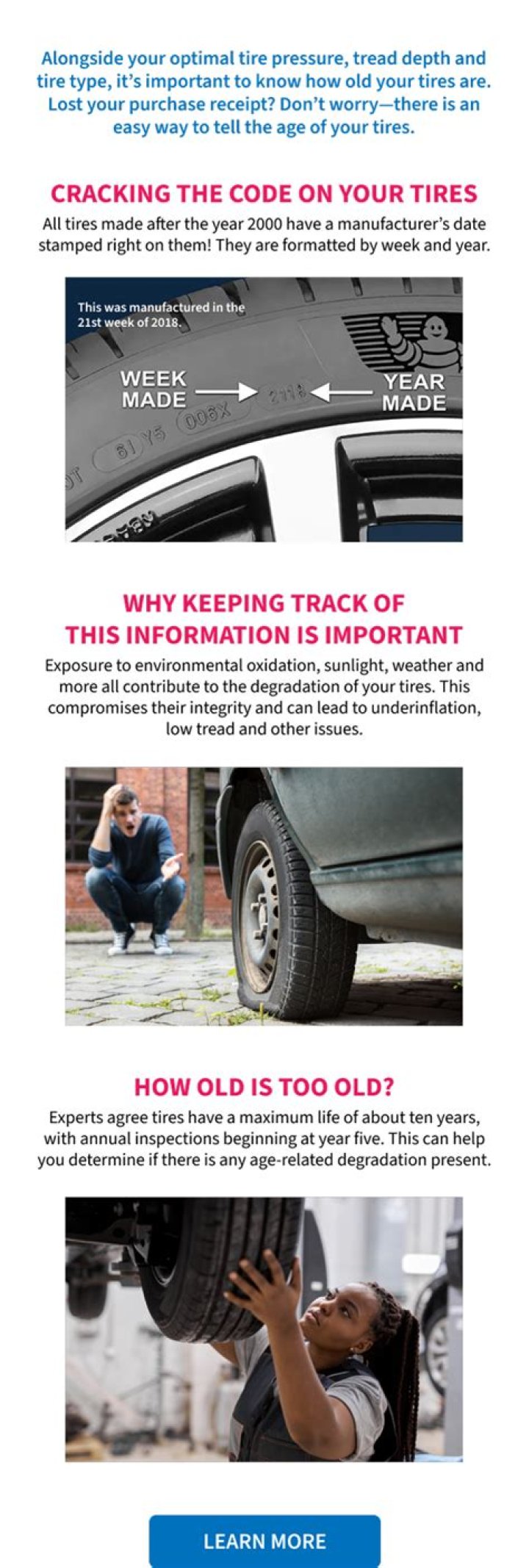 How old should tires be when purchased?