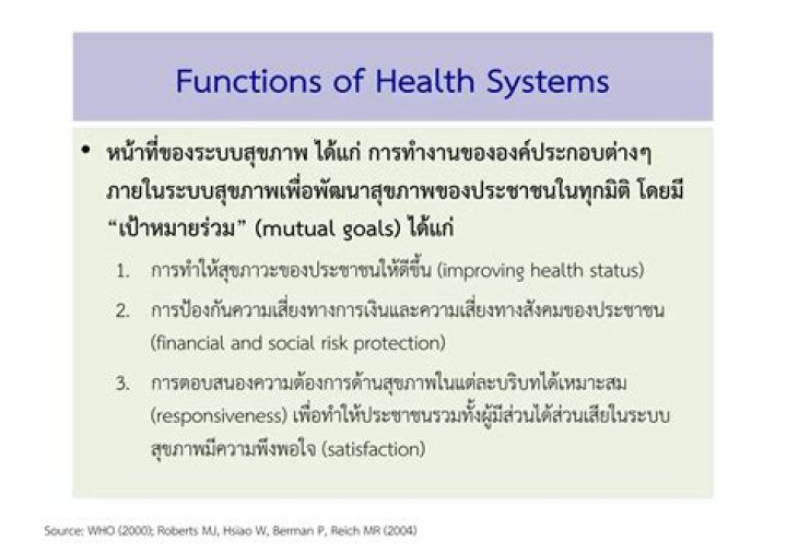 What are the four functions of health systems?