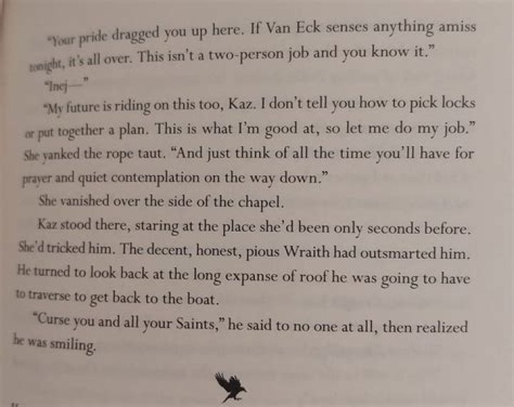 What chapter of crooked kingdom do Kaz and Inej kiss?