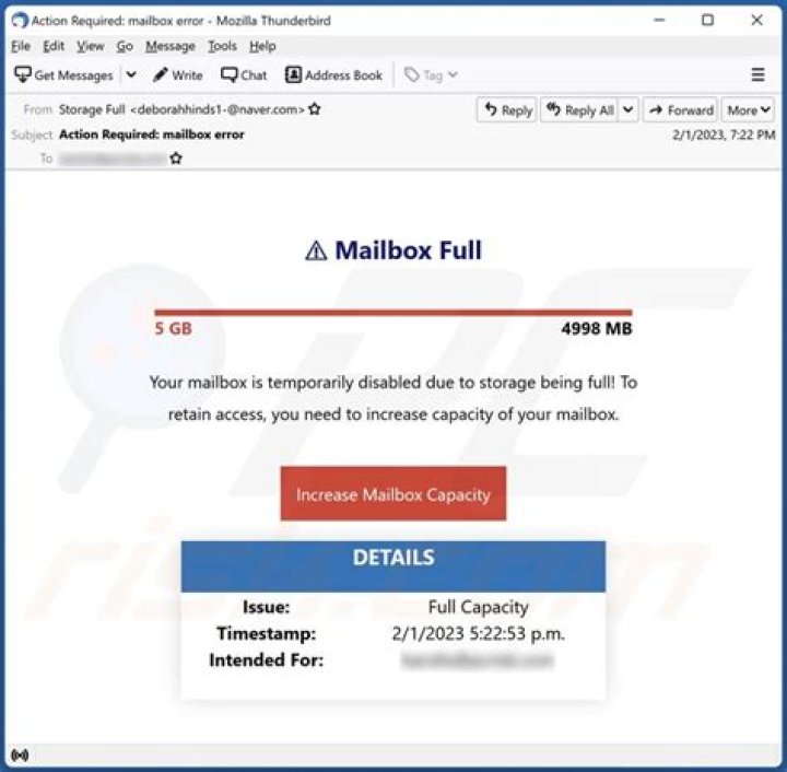 What happens when Outlook mailbox is full?