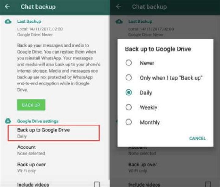What is Google Drive backup in WhatsApp?