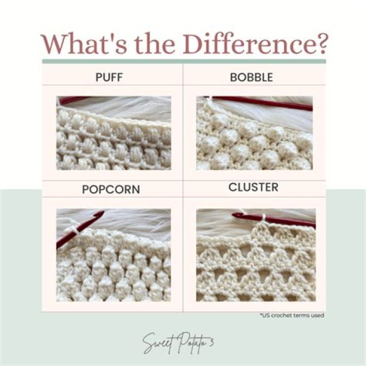What is the difference between puff stitch and popcorn stitch?