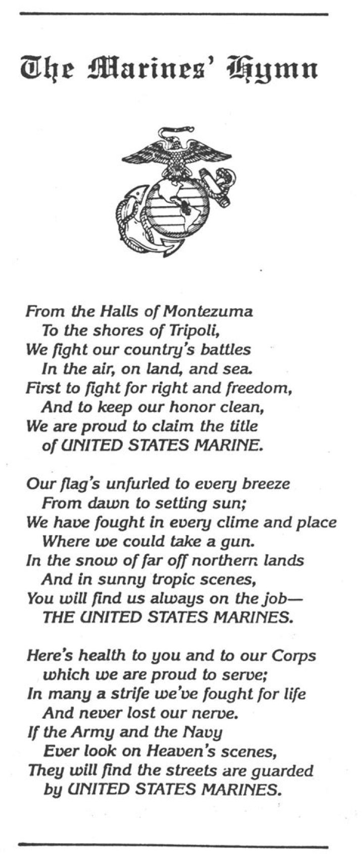 What is the official song of the Marines?