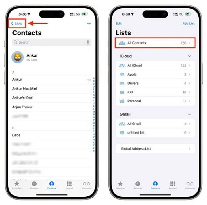 Where are my contacts saved on iPhone?