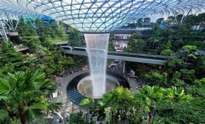 Where is the world's largest indoor waterfall?