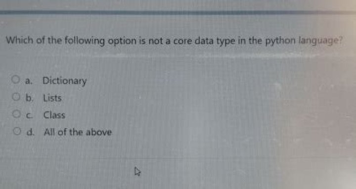Which of the following option is not a core data type in the Python language?