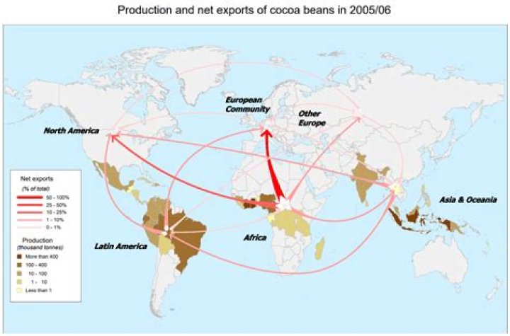 Who first used cocoa beans?